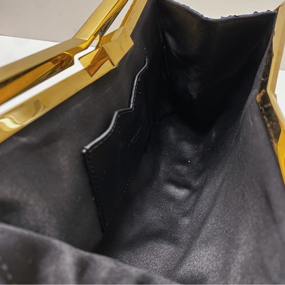 J. Mendel Paris Minuit Navy Blue Gold Python Snakeskin Top Handle Clutch Bag - Picture 10 of 11